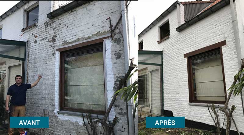 Ravalement peinture façade - COUVREUR THÉO BRETAGNE : Nettoyage façade, traitement anti-mousse et ravalement peinture façade. Intervention dans les Côtes-d’Armor (22) et Finistère (29)