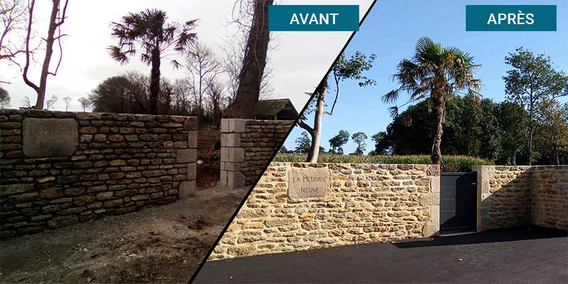 Nettoyage des extérieurs et petite maçonnerie - COUVREUR THÉO BRETAGNE . Nettoyage des extérieurs: Allée, dallage, pavé, muret, terrasse … travaux de maçonnerie paysagère : intervention dans les Côtes-d’Armor (22) et le Finistère (29)